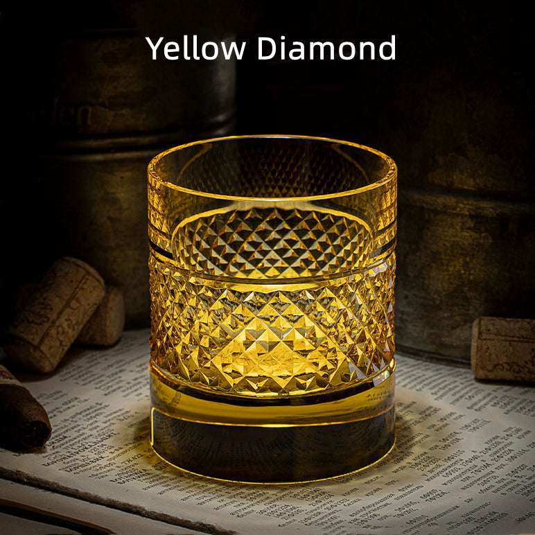 ClayWhispers Diamond Multi-Color Whisky Glasses With Wooden Box