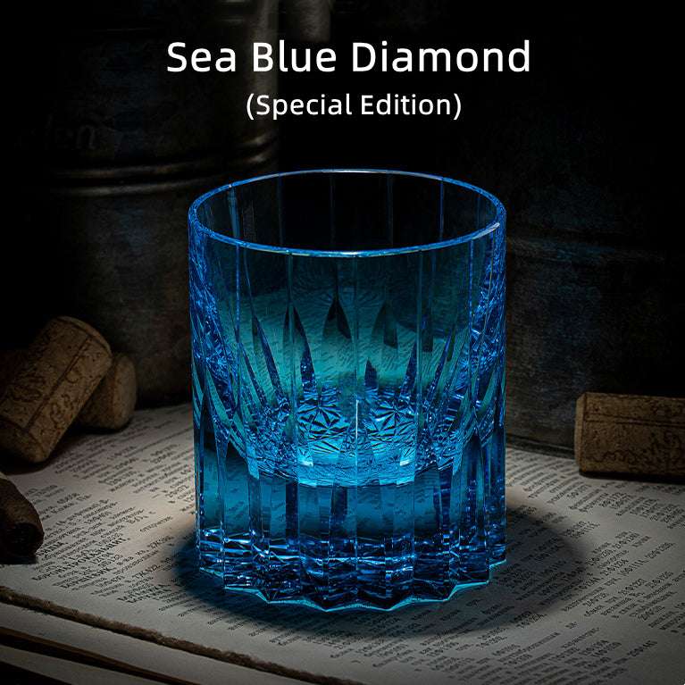 ClayWhispers Diamond Multi-Color Whisky Glasses With Wooden Box