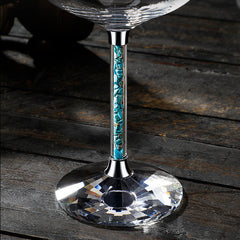 Coral Turquoise Stem Red Wine Glasses and Decanter Set