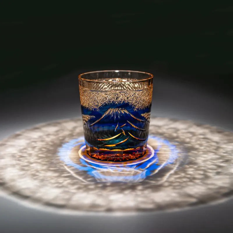 Edo Kiriko Handcrafted Mount Fuji Whiskey Glass – Blue Edition