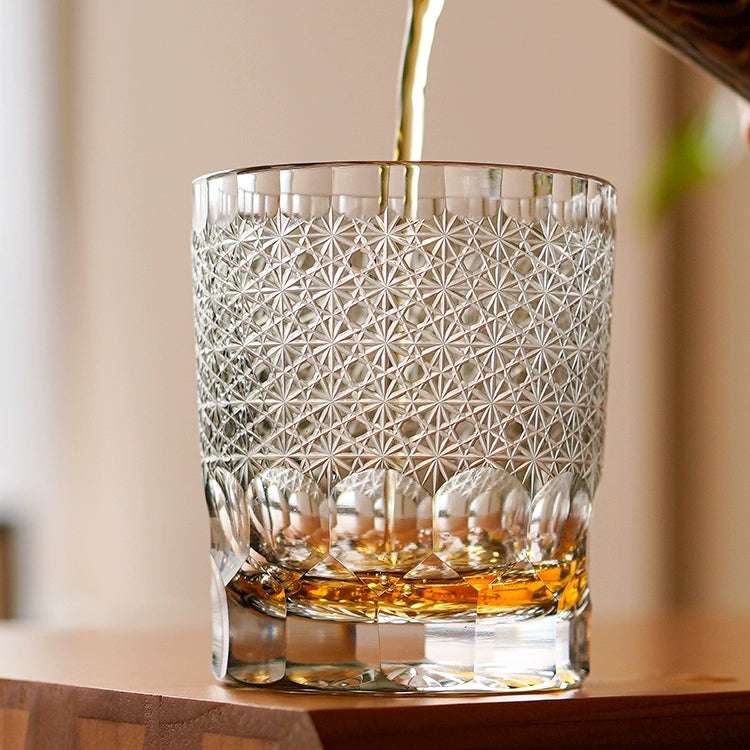 ClayWhispers Handcrafted Royal Chrysanthemum Whisky Glass With Wooden Box