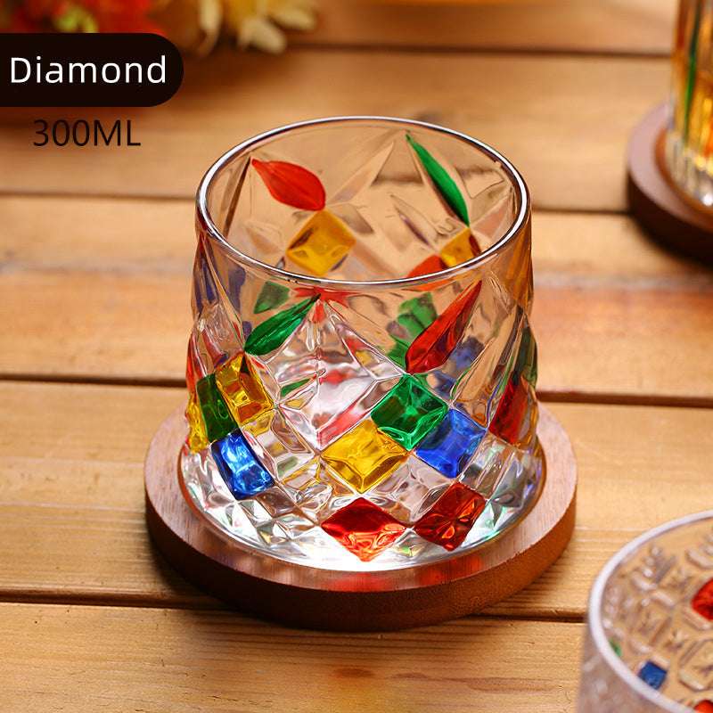 ClayWhispers Rotating Multi Color Stained Whisky Glass With Gift Box
