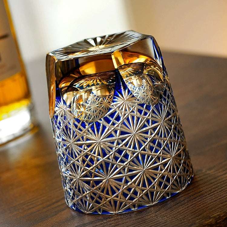 ClayWhispers Handcrafted Blue Amber Whisky Glass With Wooden Box