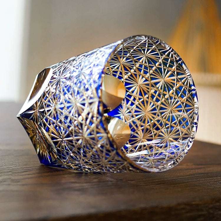 ClayWhispers Handcrafted Blue Amber Whisky Glass With Wooden Box