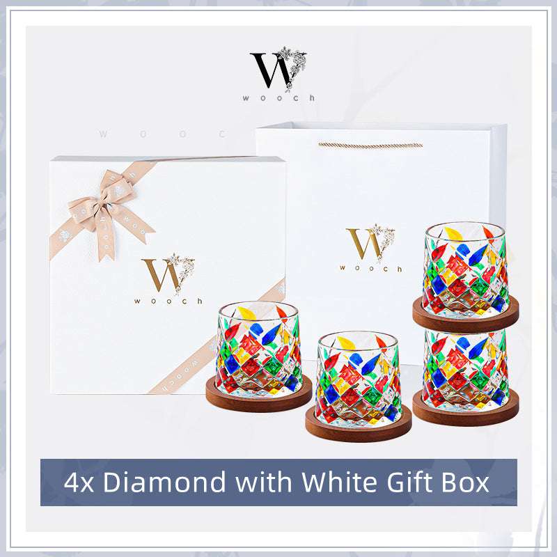 ClayWhispers Rotating Multi Color Stained Whisky Glass With Gift Box