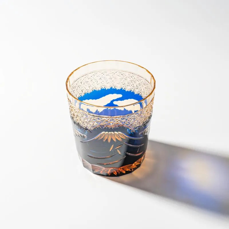 Edo Kiriko Handcrafted Mount Fuji Whiskey Glass – Blue Edition