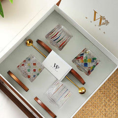 ClayWhispers Rotating Multi Color Stained Whisky Glass With Gift Box