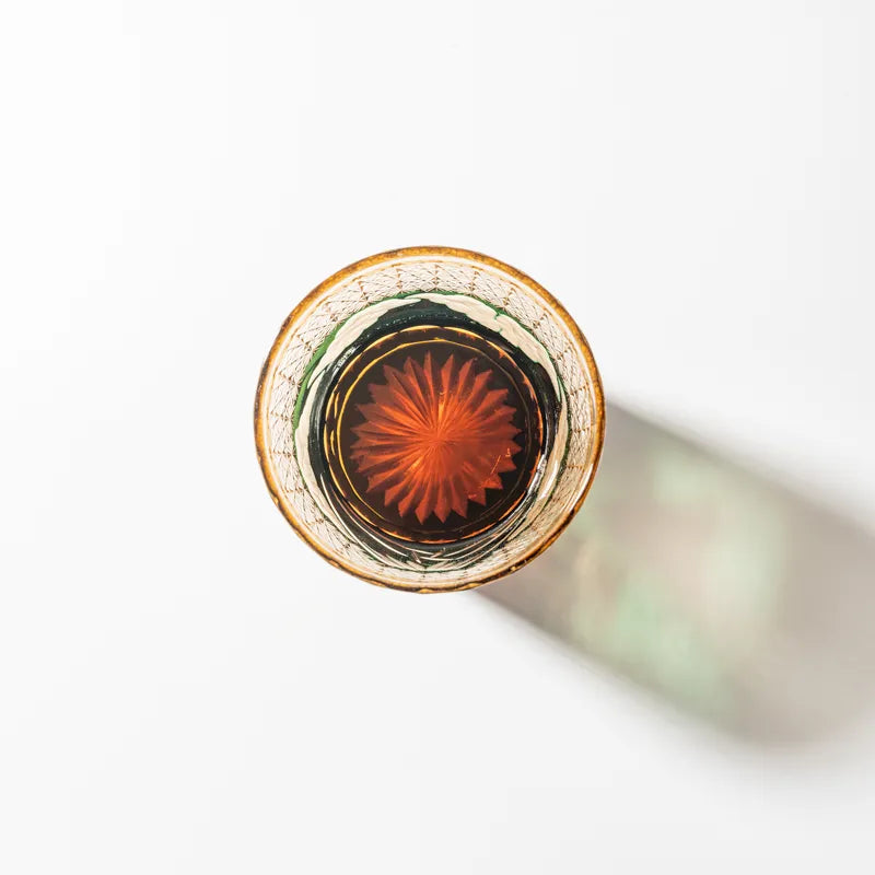 Edo Kiriko Handcrafted Mount Fuji Whiskey Glass – Green Edition