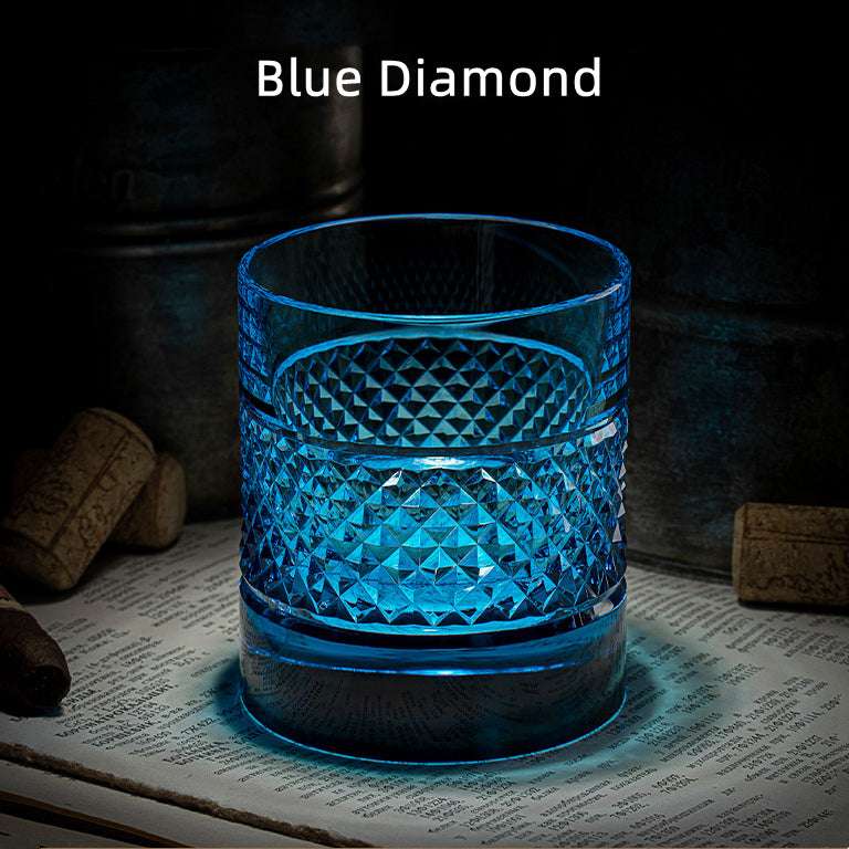 ClayWhispers Diamond Multi-Color Whisky Glasses With Wooden Box