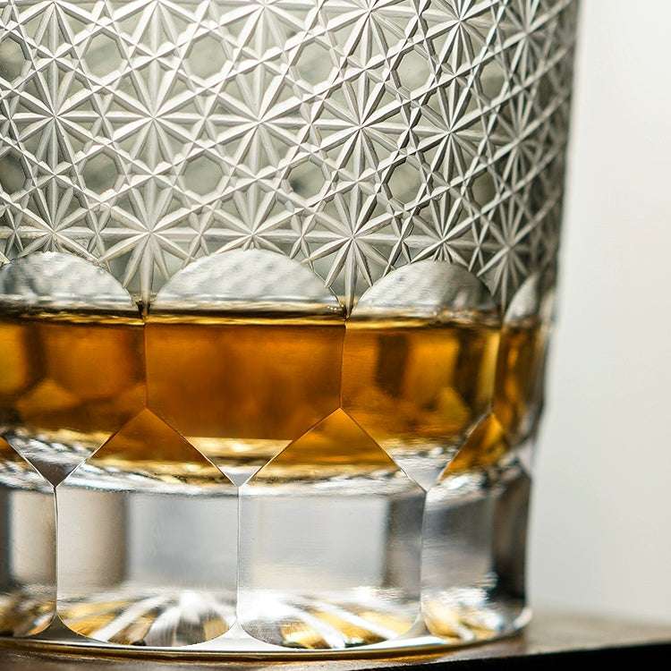 ClayWhispers Handcrafted Royal Chrysanthemum Whisky Glass With Wooden Box