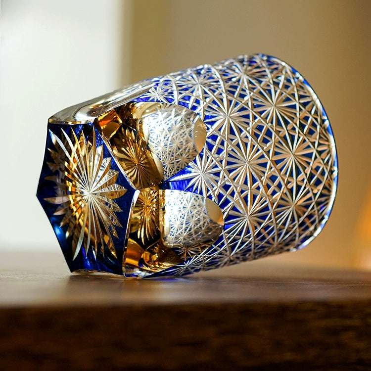 ClayWhispers Handcrafted Blue Amber Whisky Glass With Wooden Box