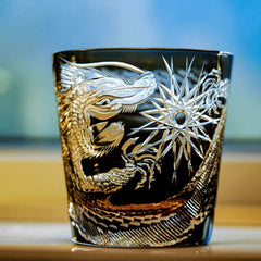 Edo Kiriko Handcrafted Soaring Dragon Whisky Glass