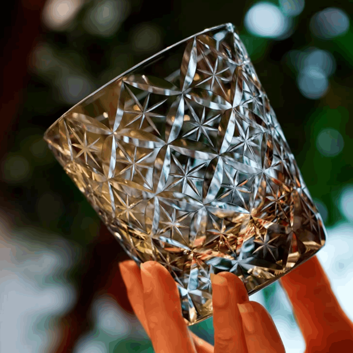 ClayWhispers Handcrafted Asanoha Star Whisky Glass With Wooden Box