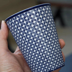 Japanese Underglaze Carved Floral Lattice Drinking Cup