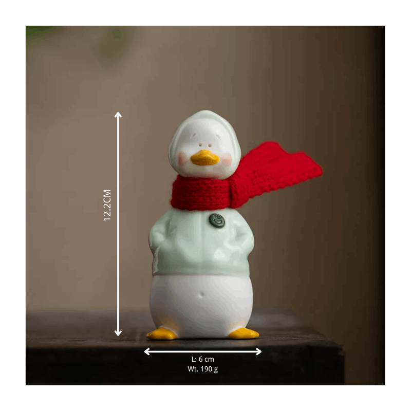 Celadon Duck Figurine – Handmade Ceramic Home Decor 🎁 Gift Box Edition