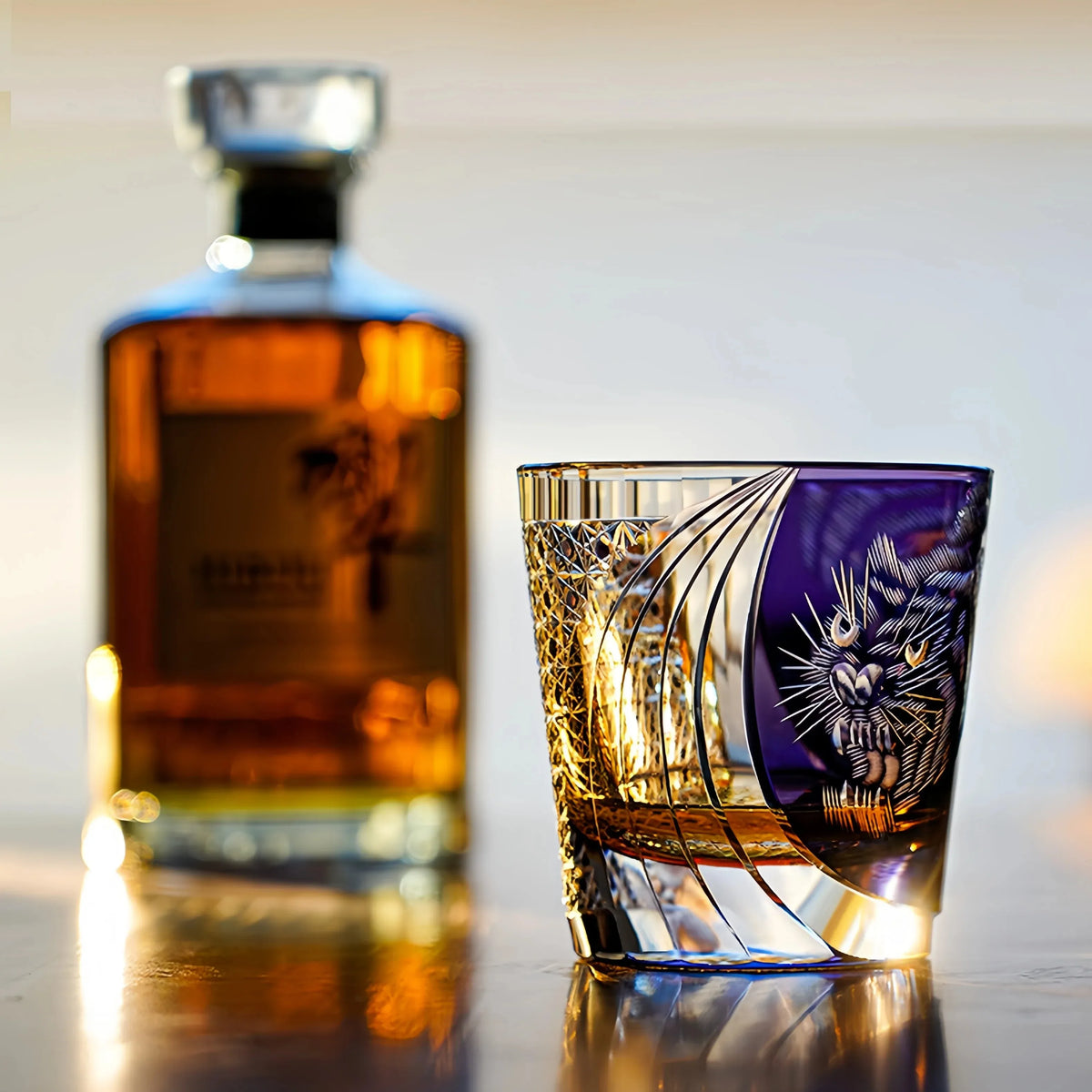 Edo Kiriko Handcrafted Murasaki Tora Whisky Glass