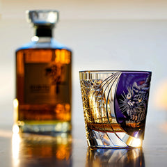 Edo Kiriko Handcrafted Murasaki Tora Whisky Glass